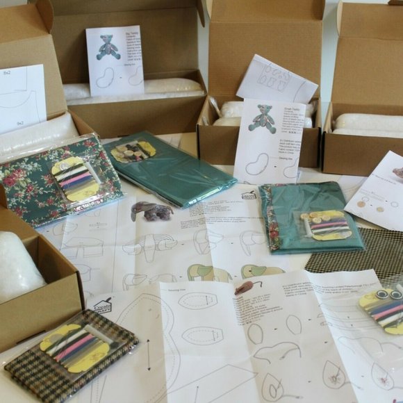 Sewing Craft Kits Stuffed Animals Calico Patchwork Teddy Bears Elephant - Picture 1 of 10